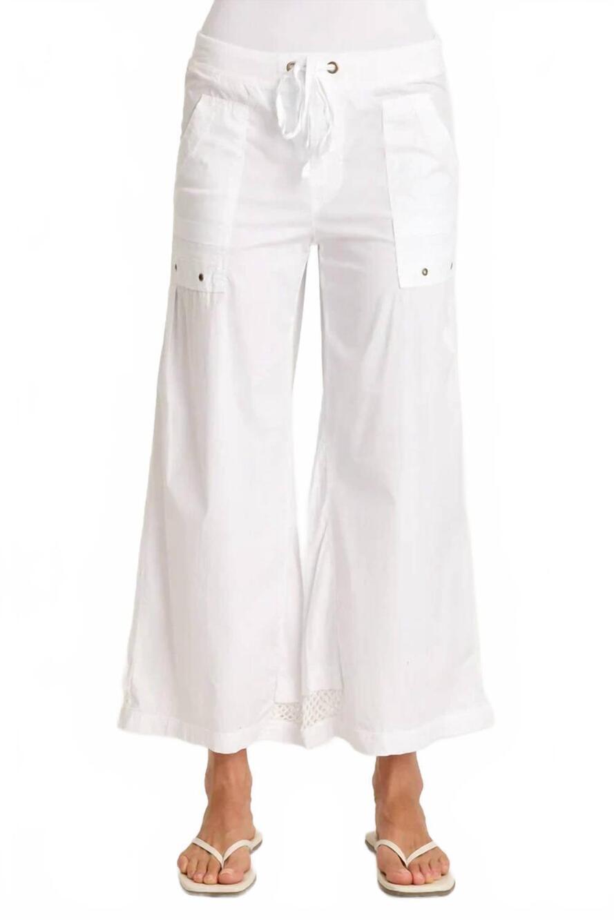 NEW XCVI roel poplin mesh gaucho crop pants in white